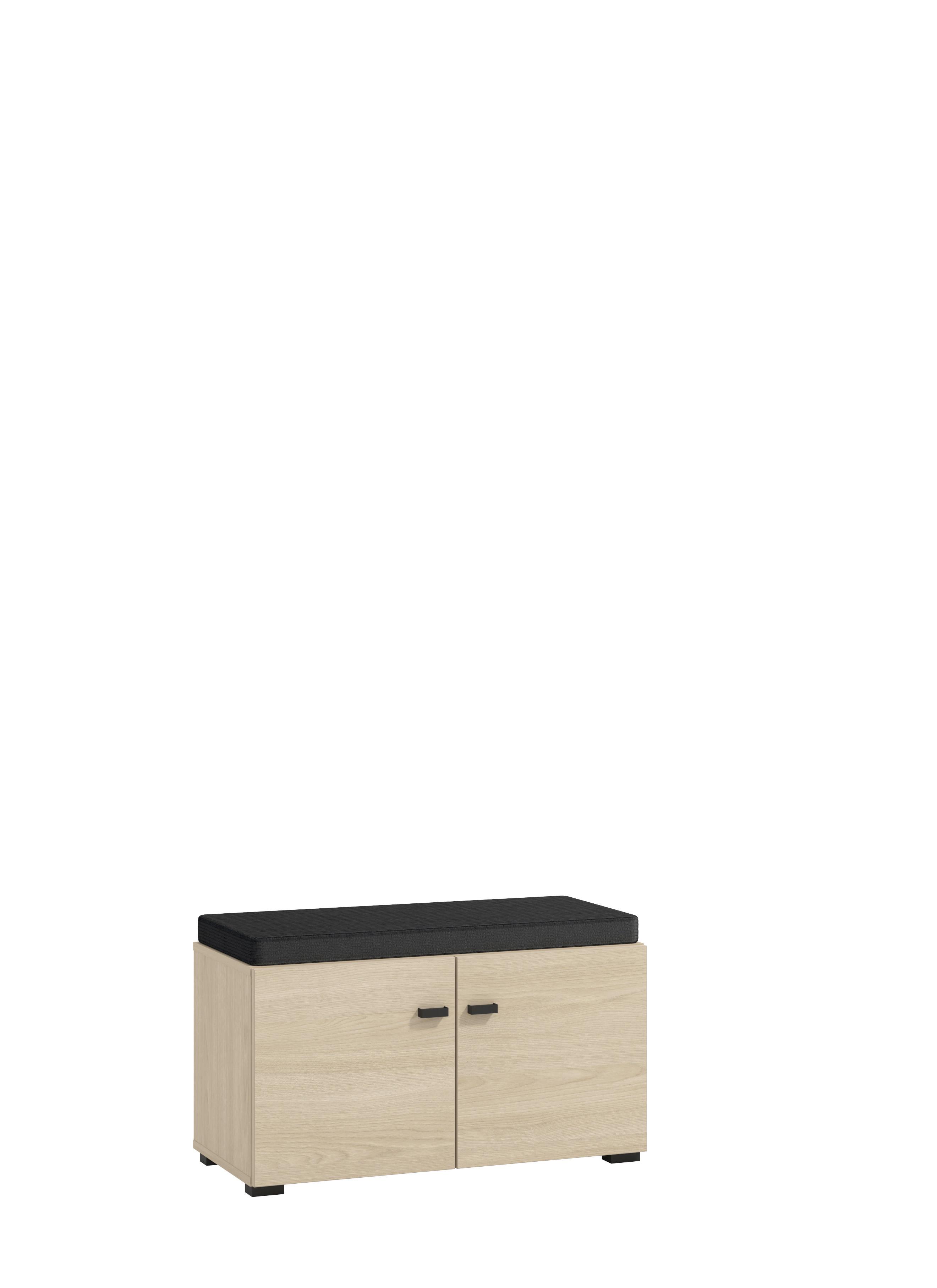 Előszobapad Rathlin - tölgyfa színű/fekete, Modern, műanyag/faalapú anyag (77/40,5/35cm)