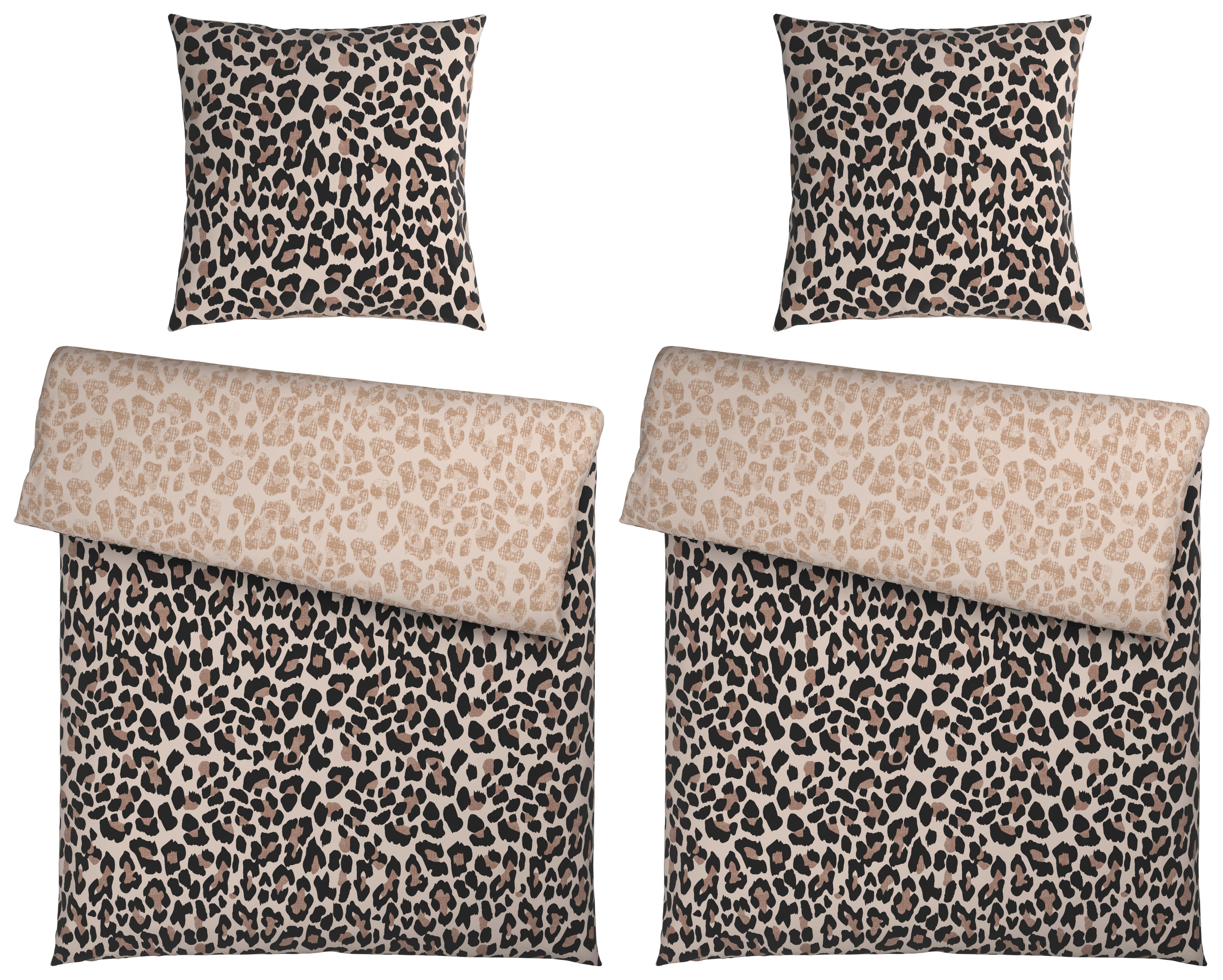 POŚCIEL DWUSTRONNA LION - masa perłowa/brązowy, tkanina (135/200cm) - Novel