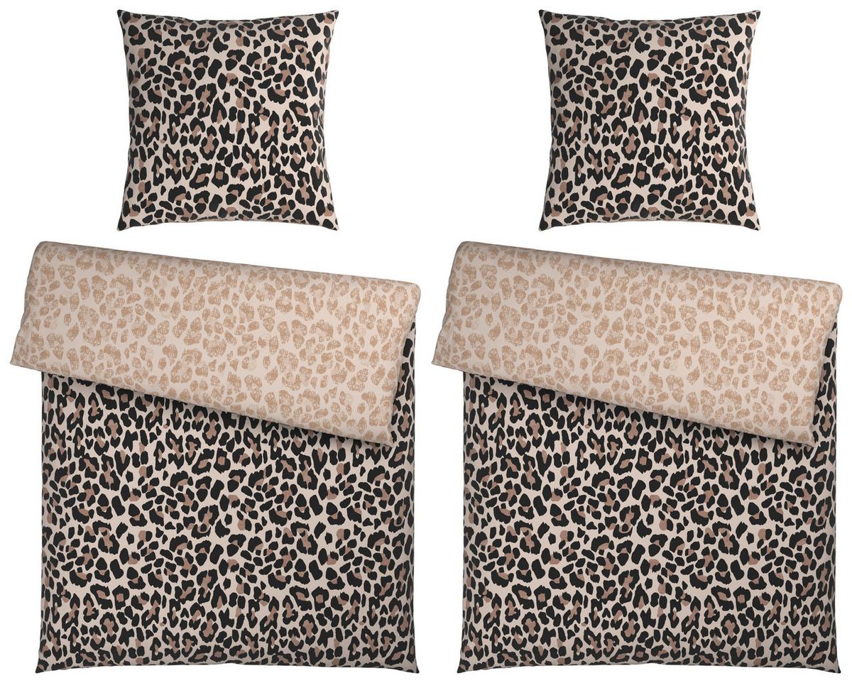 POŚCIEL DWUSTRONNA LION - masa perłowa/brązowy, tkanina (135/200cm) - Novel