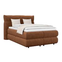 Boxspring Krevet Carmelo - bakrene boje/crna, Trend, tekstil/plastika (140/200cm) - Premium Living