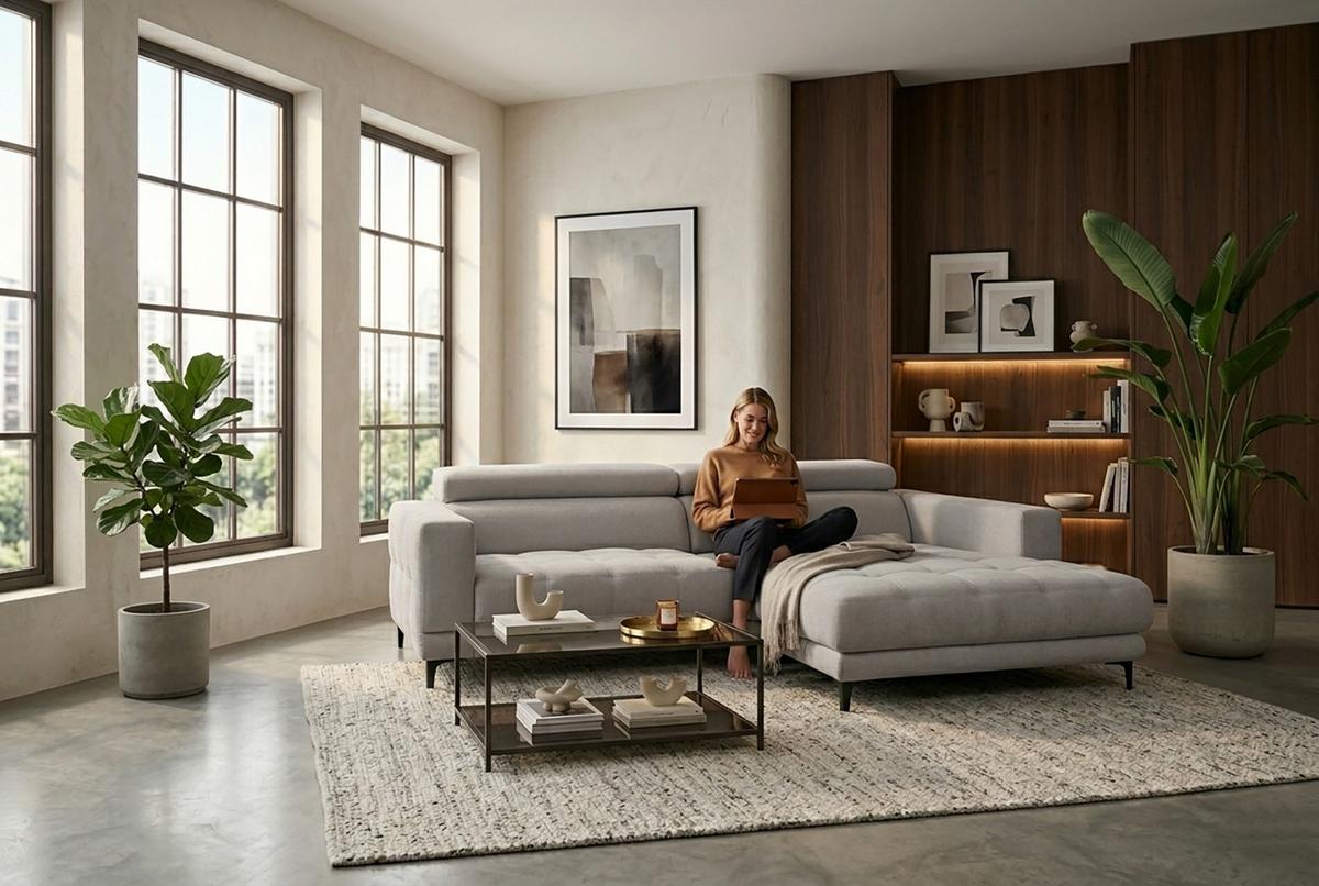 Sarokkanapé Aspen - szürke, Konventionell, faalapú anyag/textil (264/192cm)