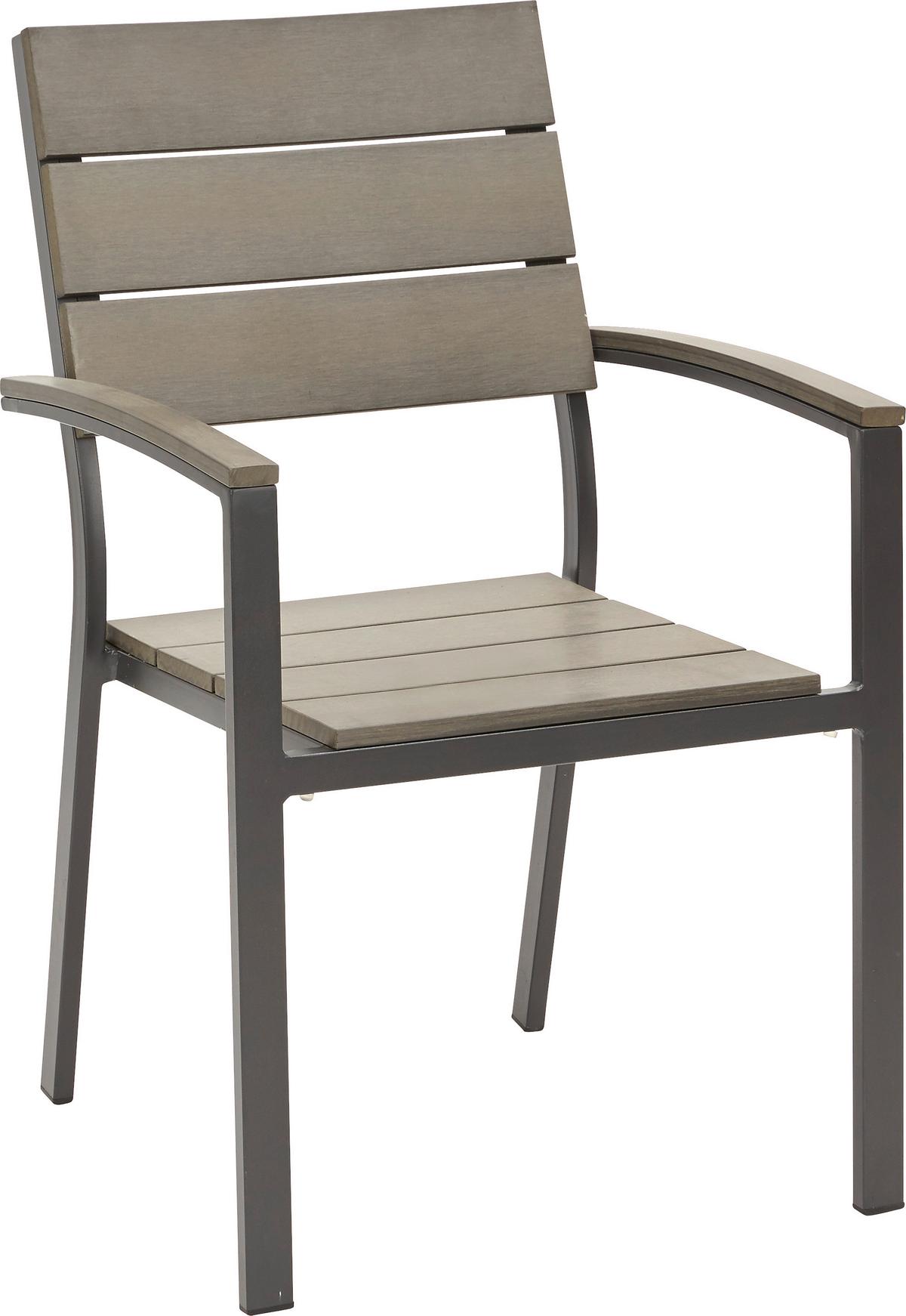 Gartenstuhl Sammy 1 in Anthrazit - Anthrazit/Grau, Kunststoff/Metall (57/90/57cm) - Mömax