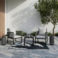 Set Vrtnih Stolov Toni, 2 Kos, Svetlo Siva - črna/svetlo siva, Moderno, kovina/umetna masa (57,5/73/60cm) - Bessagi Garden