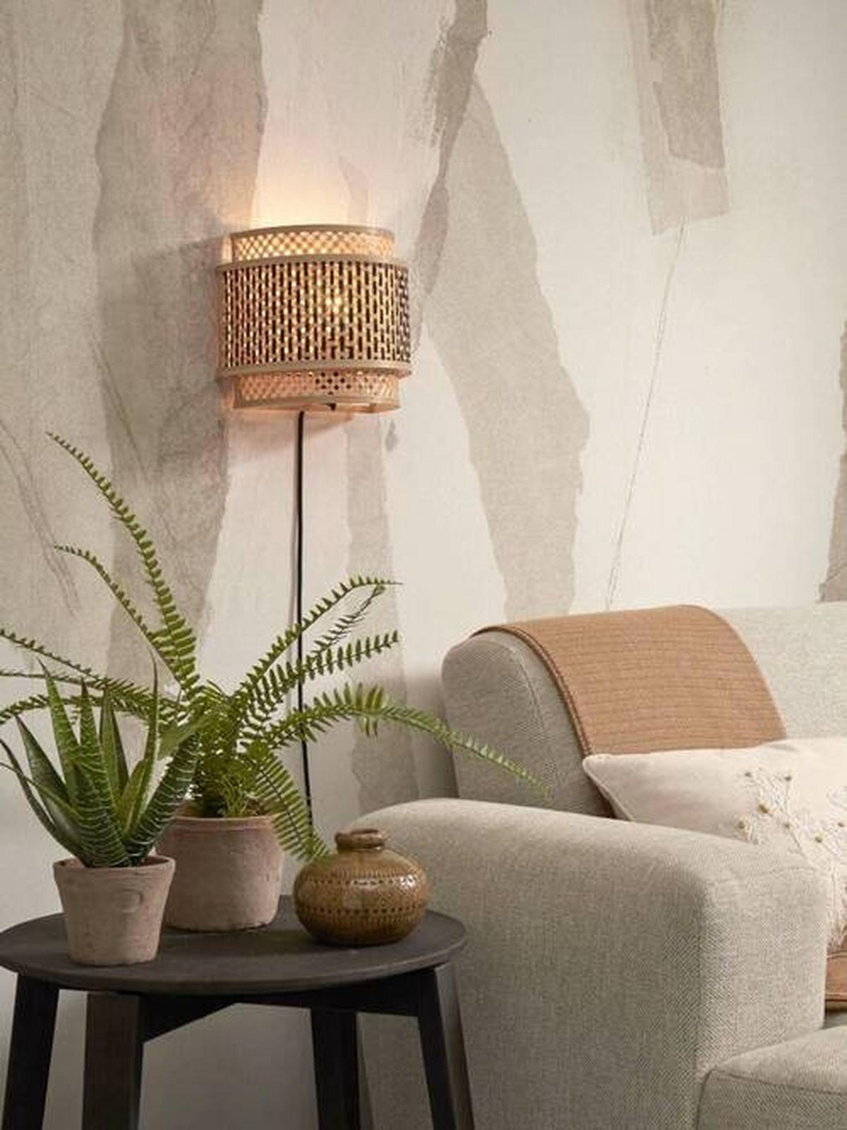 Stenska Svetilka Bhutan, Črna, Bambus - črna/naravne barve, Trend, les (24/12/21cm) - Good & Mojo