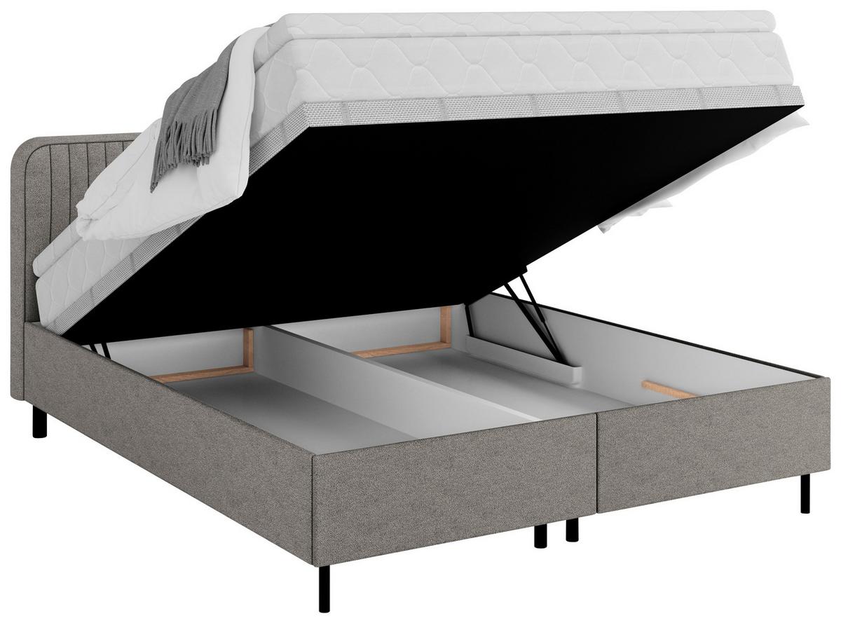 Boxbett Livetto Dunkelgrau ca. 180x200cm - Dunkelgrau/Schwarz, KONVENTIONELL, Holz/Textil (180/200cm) - Mömax