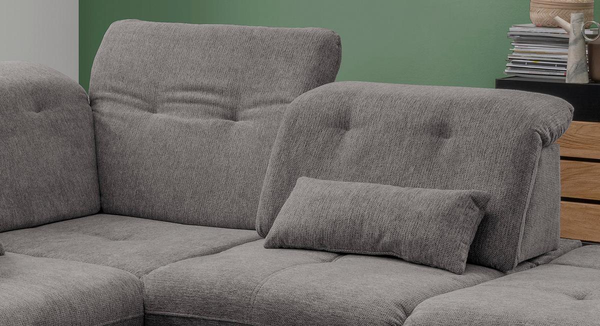 Wohnlandschaft Dalida Braun/Grau Chenille - Chromfarben/Braun, Design, Textil/Metall (280/254cm) - Livetastic