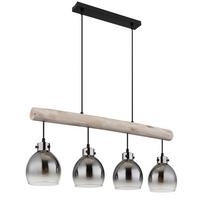 Hängeleuchte Ryan Natur/Schwarz max. 40 Watt - Schwarz/Naturfarben, Natur, Glas/Holz (82,5/15/140cm) - Globo
