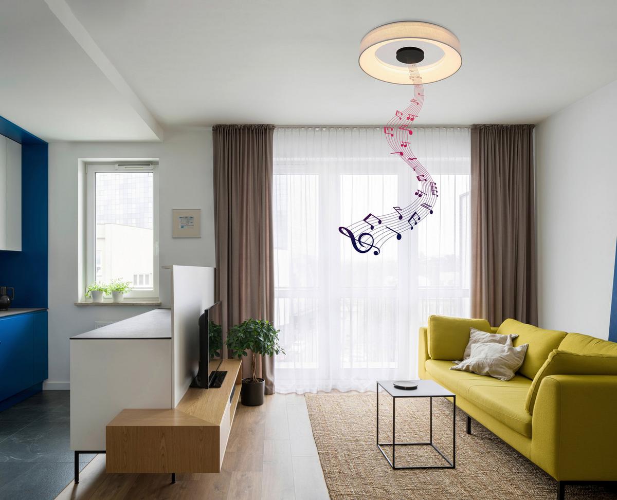 Led Svjetiljka Stropna 48372-30 - bijela/siva, Trend, metal/tekstil (46,8/9,8cm) - Globo
