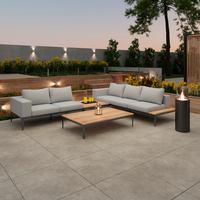 Loungegarnitur "Aurelia", hell/dunkelgrau, Holz/Metall - Dunkelgrau/Hellgrau, Modern, Holz/Textil (248/62,5/90cm) - Bessagi Garden