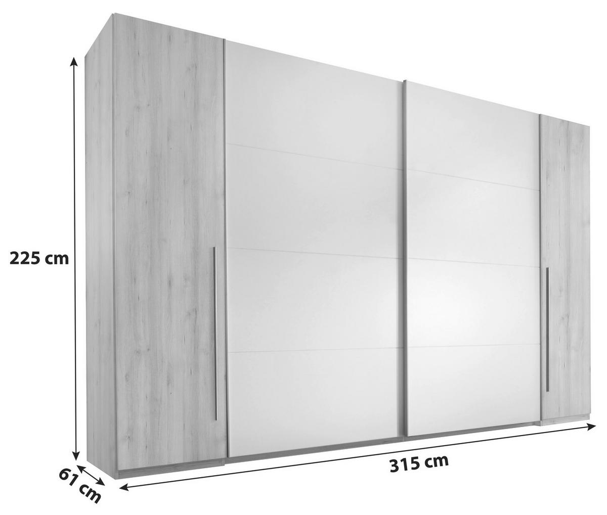 Függesztett Tolóajtós Szekrény Match 2 - bükkszínű/alumíniumszínű, Design (315/225/61cm) - MID.YOU