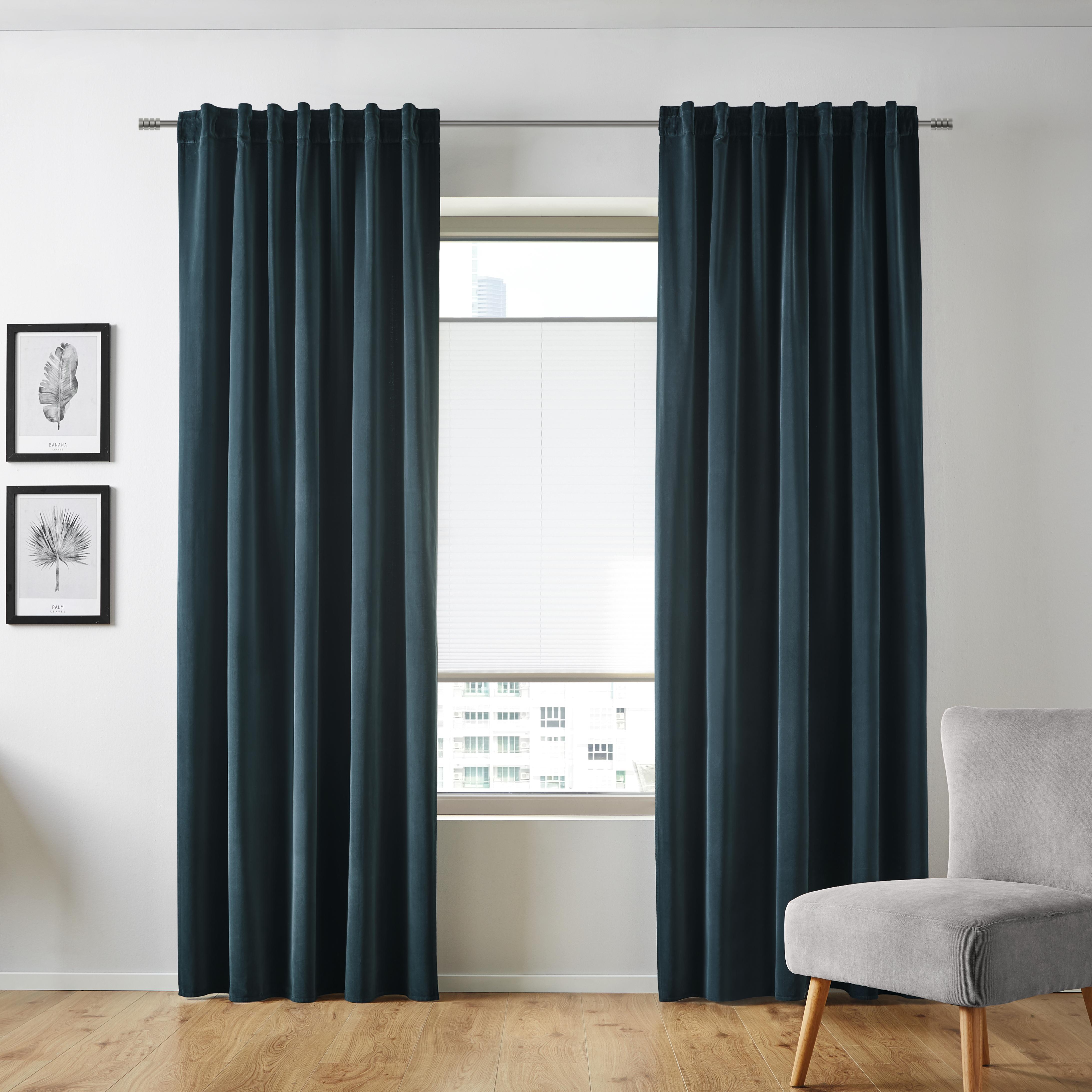 Vorhang in Petrol ca. 135x245 cm 'Smilla' - Petrol, Textil (135/245cm) - Bessagi Home