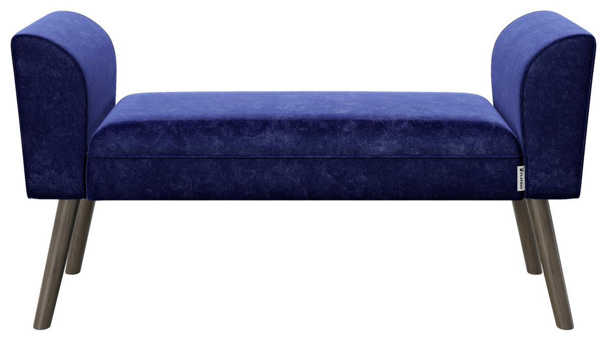 PLAYBOY Hockerbank Tiffany Samt Grau H: 54,5 cm Füße Holz - Braun/Grau, MODERN, Holz/Textil (92,7/54,5/30cm) - Playboy