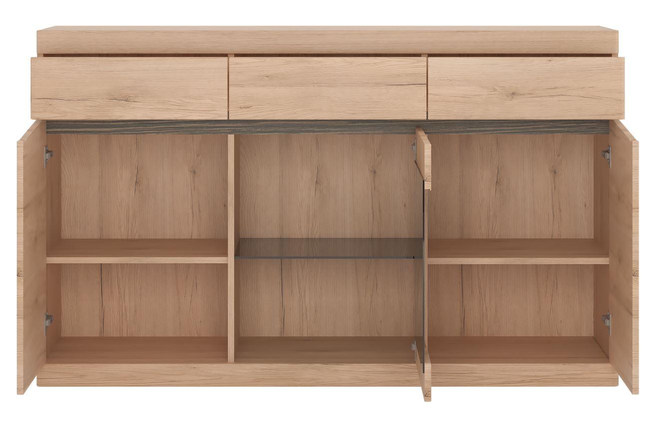 Comodă SUMMER - stejar San Remo, Modern, sticlă/material pe bază de lemn (150/92/40cm) - Modern Living