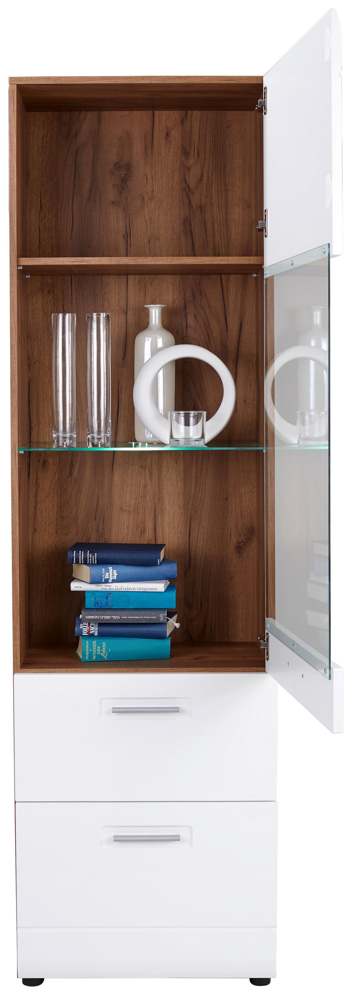 Vitrina Avensis New - črna/barve hrasta, Konvencionalno, umetna masa/steklo (60/205,7/37,1cm) - Mömax