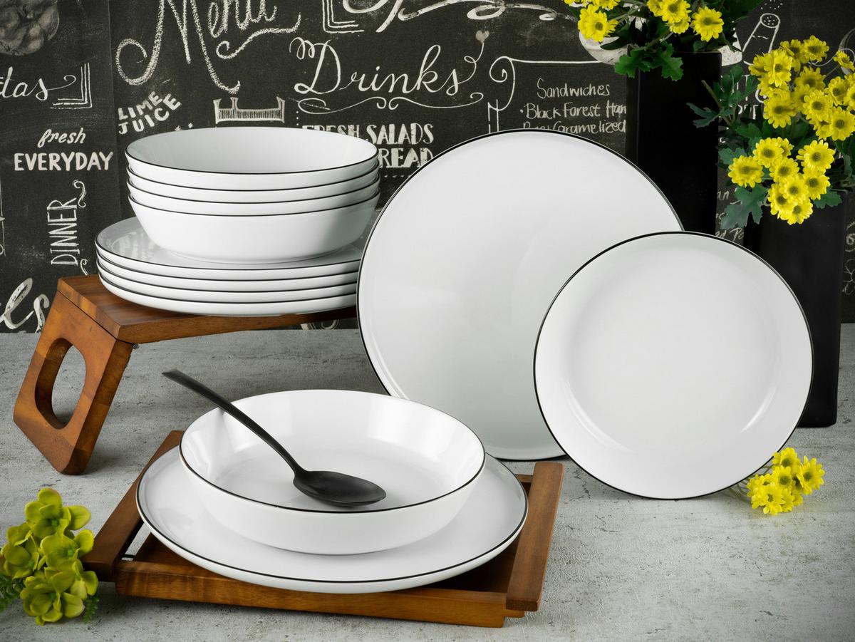 Jedilni Servis Chef Collection, 12-Delni - črna/bela, Basics, keramika - Creatable