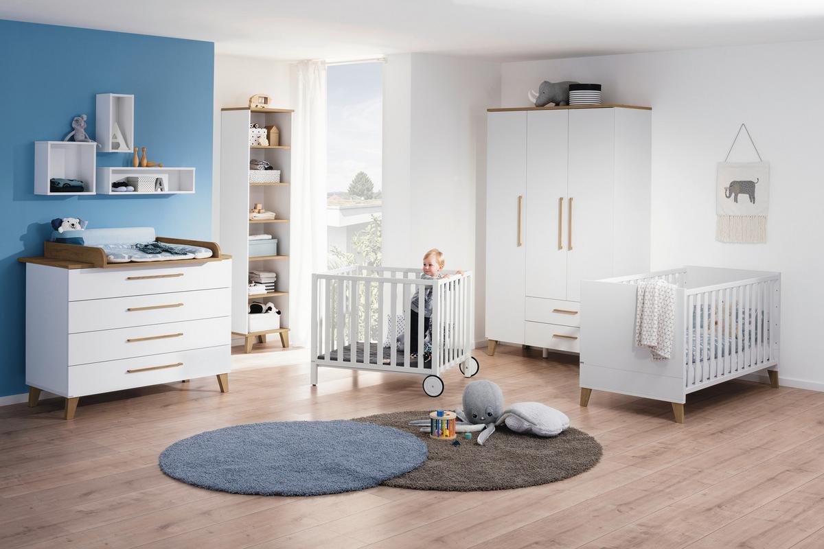 KOMODA Z PRZEWIJAKIEM 1355504 OSCAR - kolor dębowy/biały, Basics, materiał drewnopochodny/drewno (123,5/95,0/55,9cm) - Paidi