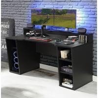 Gamer Asztal Tezaur - fekete, Basics, műanyag/faalapú anyag (160/72/91cm) - MID.YOU