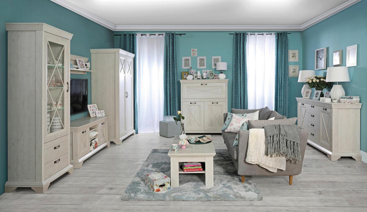 Comodă KASHMIR - alb, Konventionell, material pe bază de lemn (123,3/95,9/48,2cm) - Premium Living