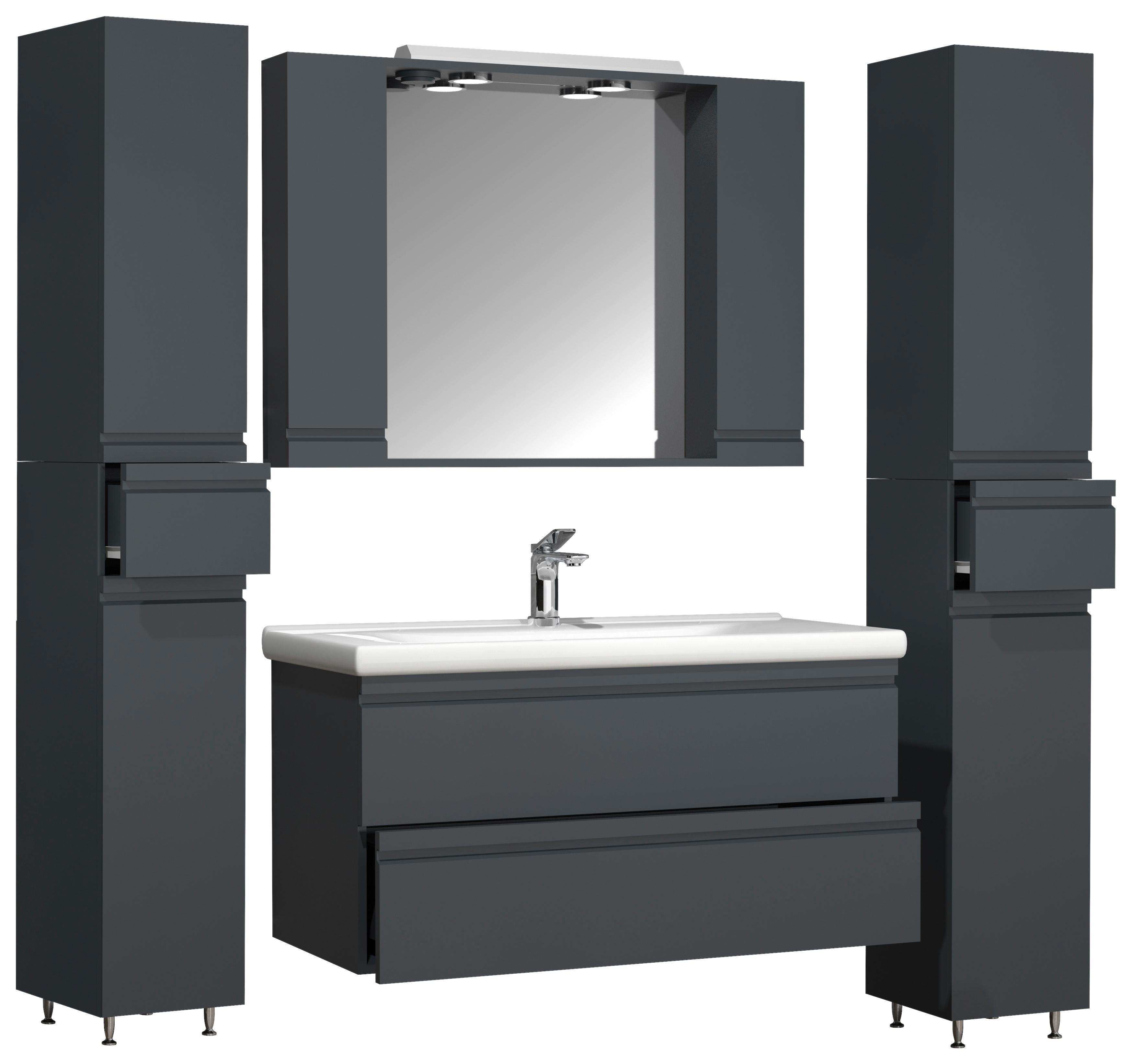 Kopalnica Silora Xl, Antracit - antracit, Moderno, steklo/leseni material (160cm) - MID.YOU
