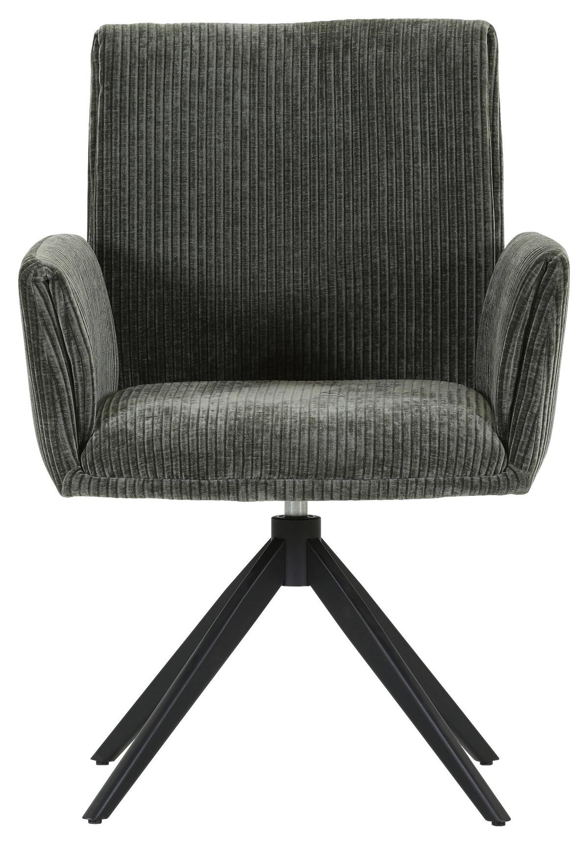 KRZESŁO Z PODŁOKIETNIKAMI MAX -EXKLUSIV- - zielony/czarny, Design, metal/tkanina (65/90/60cm) - Novel