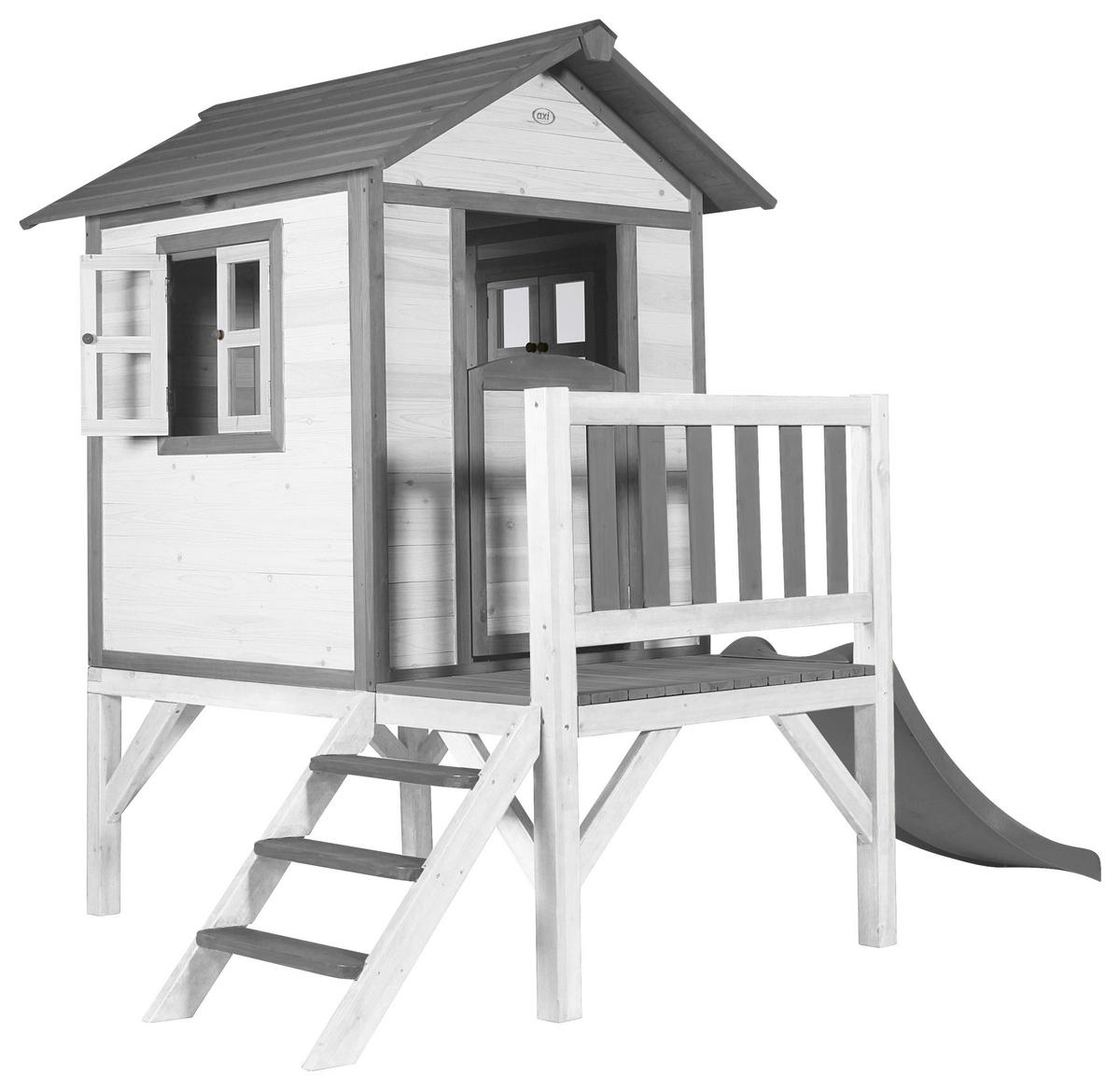 Spielhaus Grau/Weiß - Weiß/Grau, KONVENTIONELL, Holz/Kunststoff (240/189/167cm) - Ambia Garden