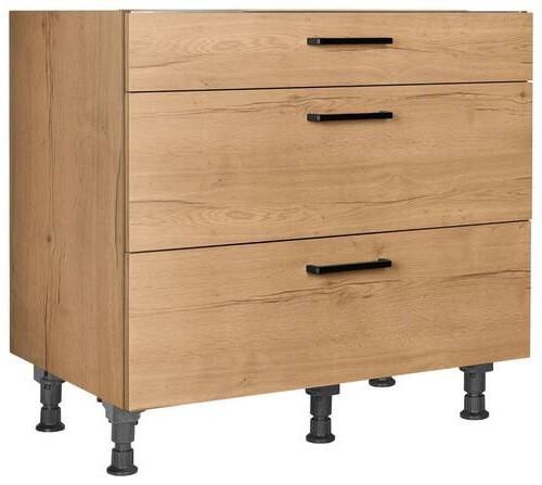 Kochfeldumbauschrank Structura Eiche - Eichefarben/Schwarz, MODERN, Holzwerkstoff/Metall (90/87/56cm) - Nobilia
