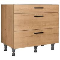 Kochfeldumbauschrank Structura Eiche - Eichefarben/Schwarz, MODERN, Holzwerkstoff/Metall (90/87/56cm) - Nobilia