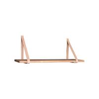 Wandregal Forno Echtholz/Rinderleder - Naturfarben, Basics, Leder/Holz (80/2/20cm) - MID.YOU