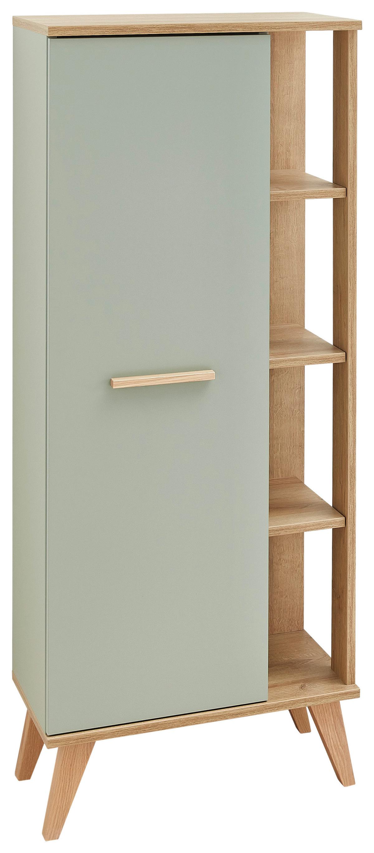 SZAFKA ŚREDNIA SALVIE - kolor dębowy/pastelowa zieleń, Romantik / Landhaus, materiał drewnopochodny/szkło (50,5/128/33cm) - Xora