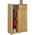 Highboard Graphit/Eiche - Eichefarben/Graphitfarben, KONVENTIONELL, Glas/Holz (80/126/37cm) - ZANDIARA