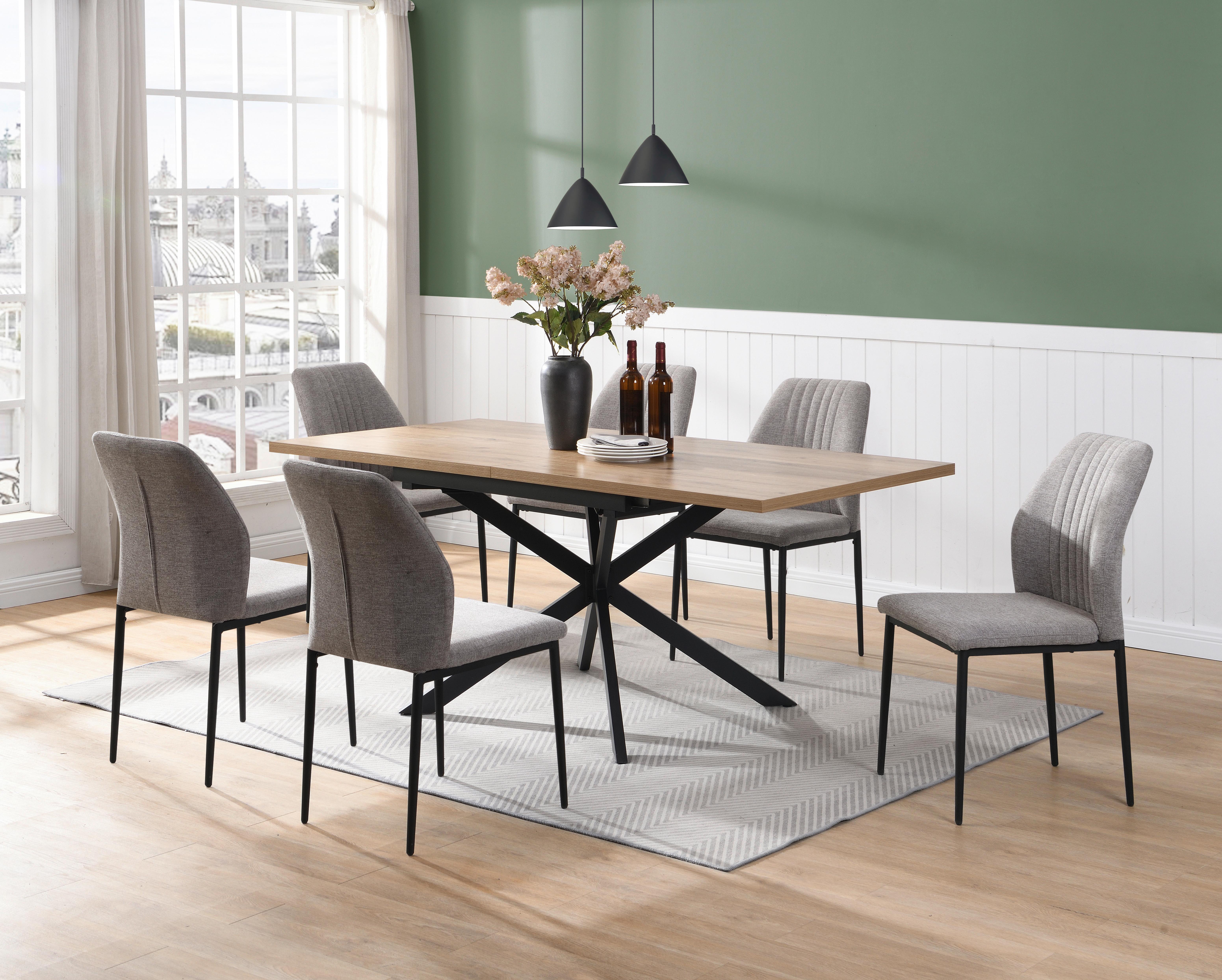Jedilna Miza Elio, Barva Hrasta, 90-180x90 - črna/divji hrast, Trendi, kovina/leseni material (90-180/75/90cm)