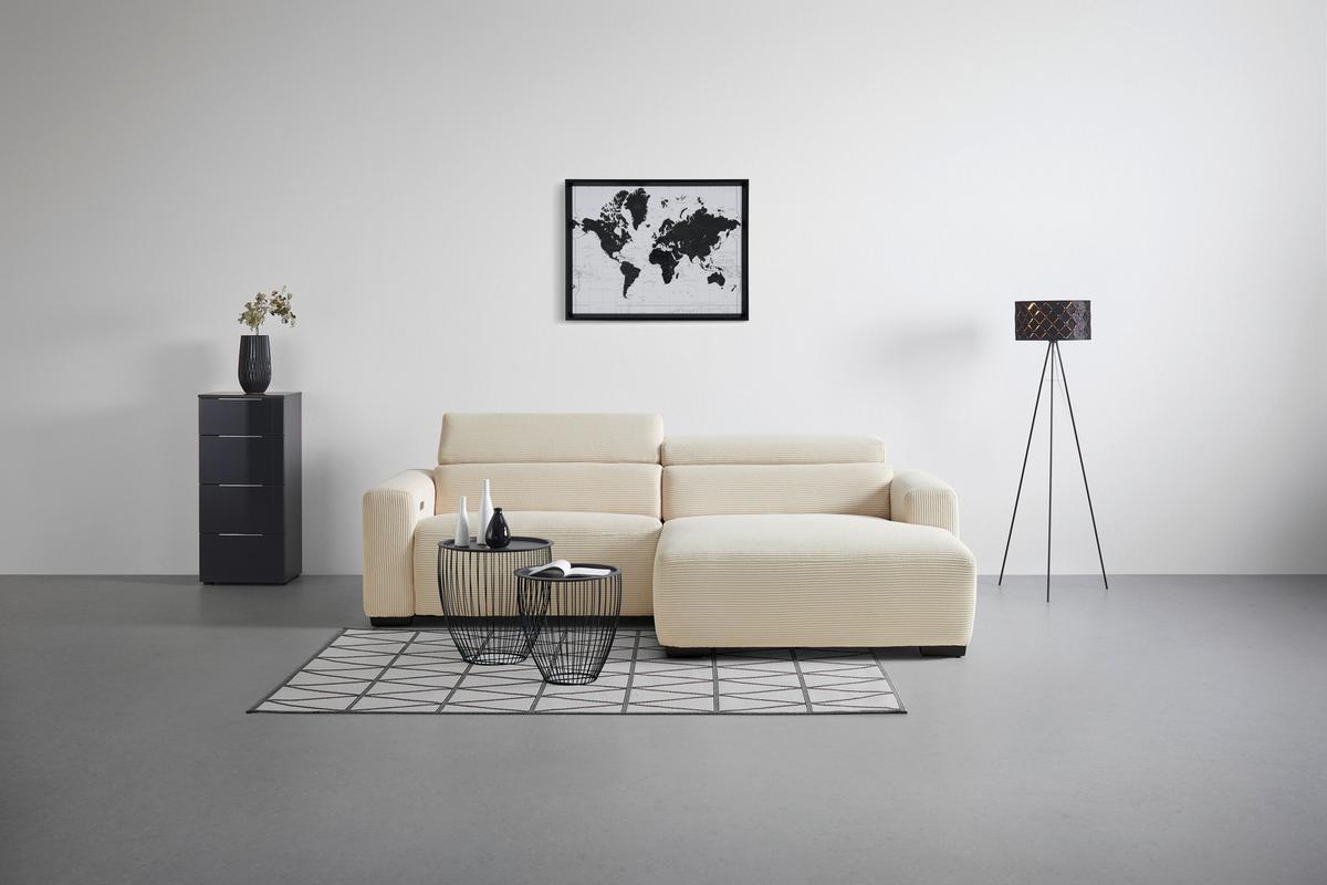 Canapé d'angle Bondico 255 Beige - beige/noir, Modern, métal/textile (255/170cm) - Mömax