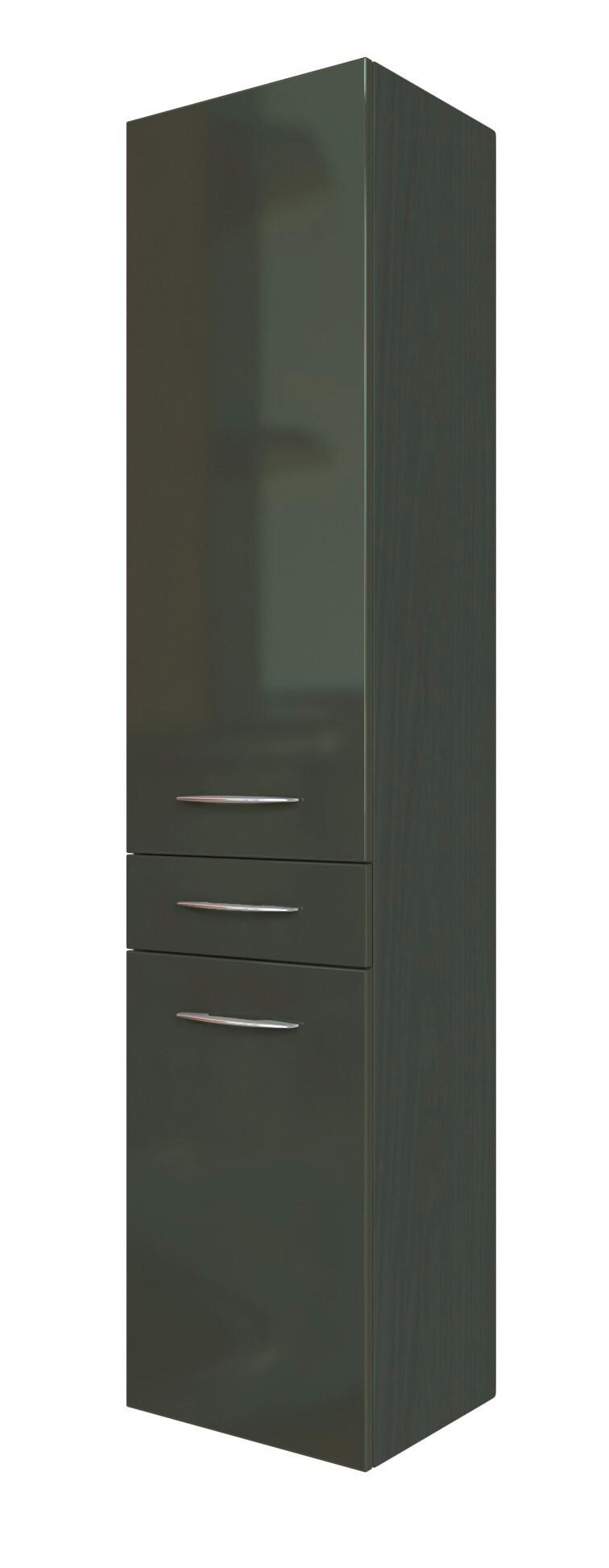 Seitenschrank Florida in Graphitfarben - Chromfarben/Grau, MODERN, Holzwerkstoff/Metall (40/180/35cm)