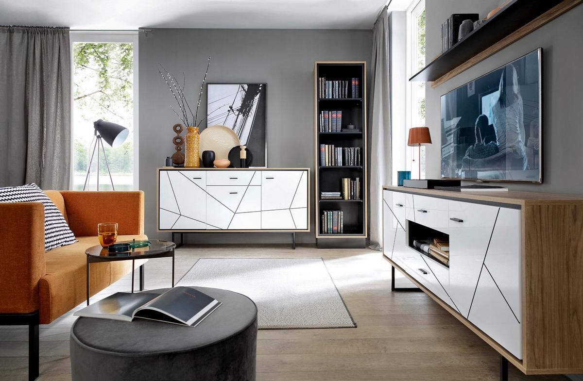 Komoda Brolo, Bela, Barva Hrasta - Moderno, kovina/umetna masa (167/90/40cm)