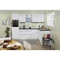 Eckküche Premium Weiß Hochglanz ca. 280x172 cm - Weiß/Grau, MODERN, Holzwerkstoff (280/172cm) - Respekta