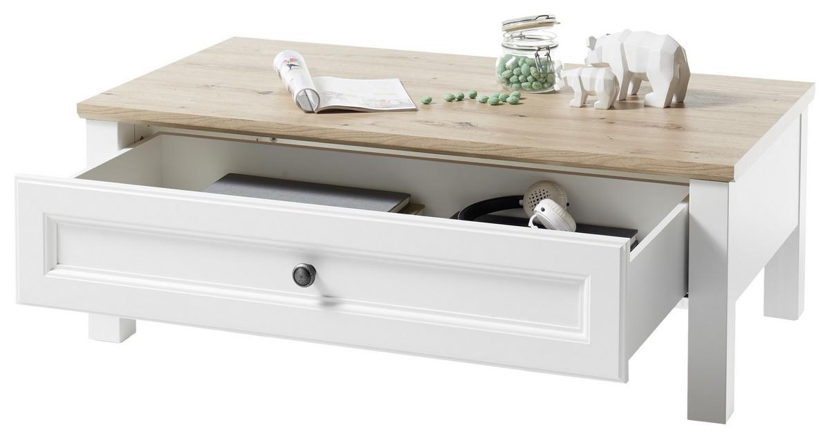 STOLIK KAWOWY TOSKANA - kolor dębowy/biały, Basics, materiał drewnopochodny/metal (110/60/40cm) - MID.YOU