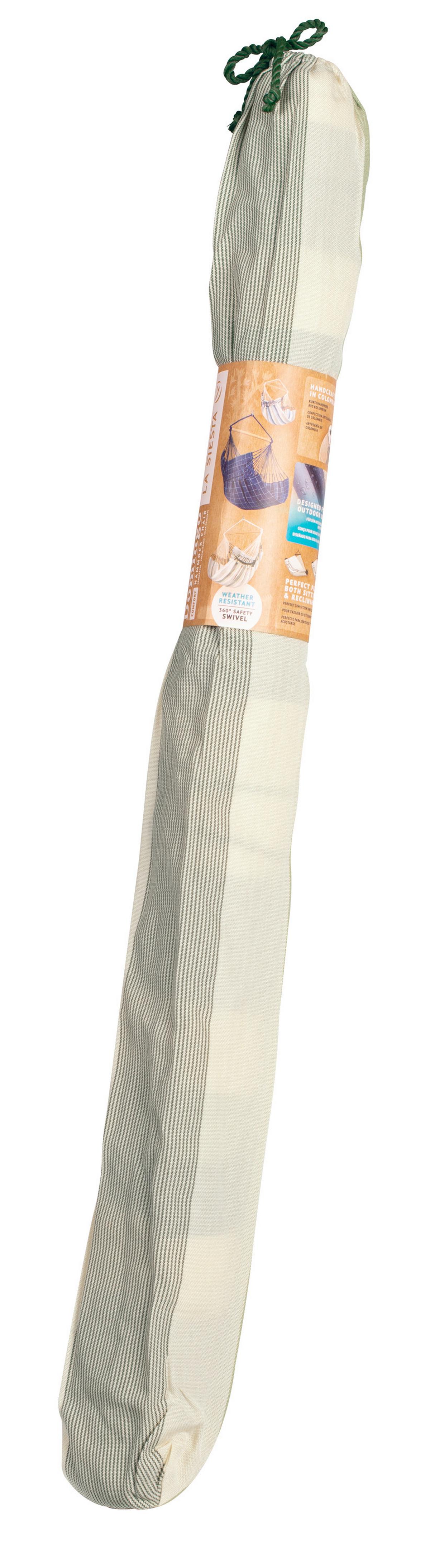 Hängesessel Kingsize Hammock Echtholz ca. 140x170x210 cm - Dunkelgrün/Weiß, KONVENTIONELL, Holz/Textil (140/170/210cm) - La Siesta