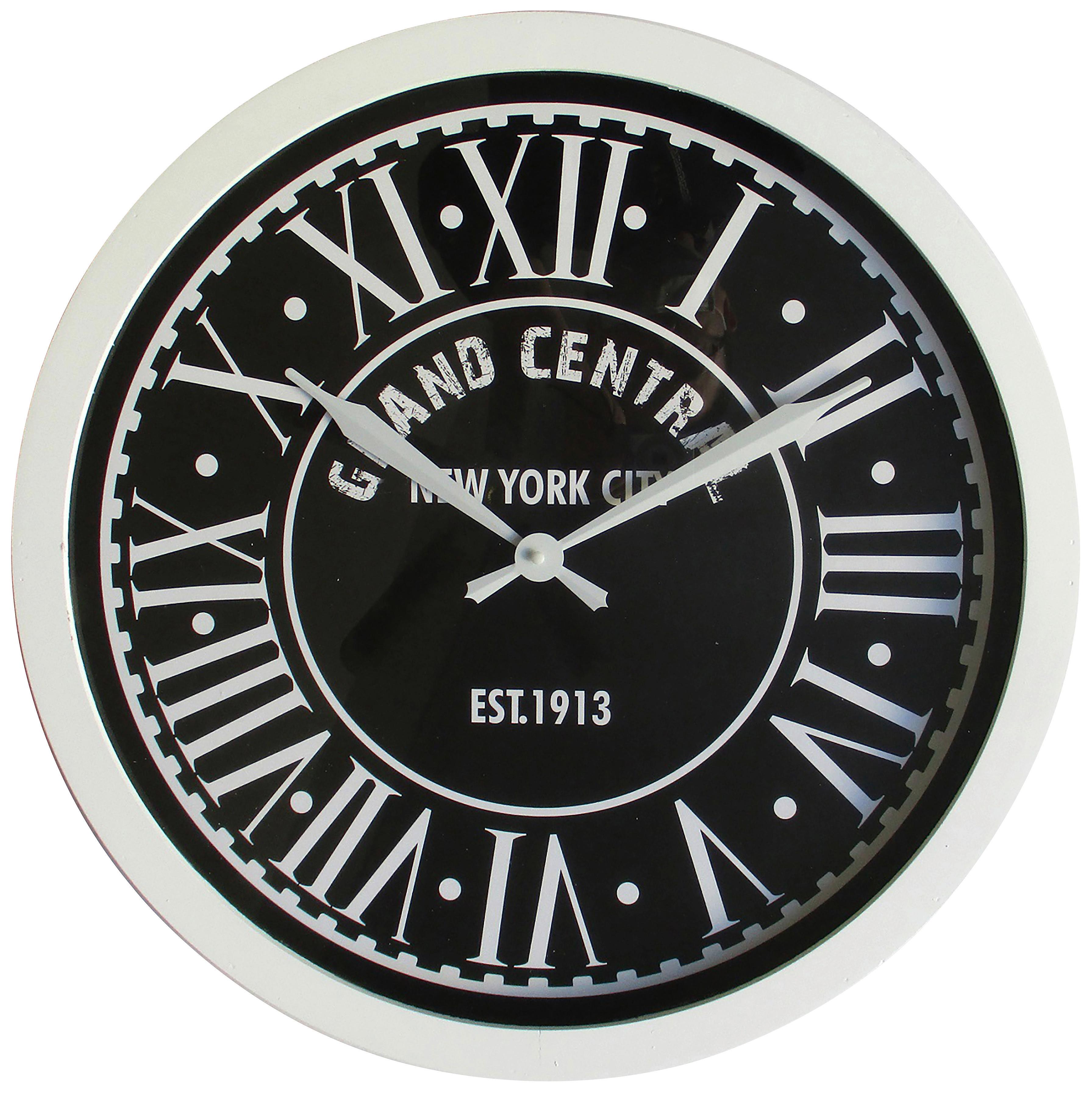 Wanduhr Grand Central Ø ca. 54,5cm - weiss/Schwarz, Glas/Holzwerkstoff (54,5/5cm) - Modern Living