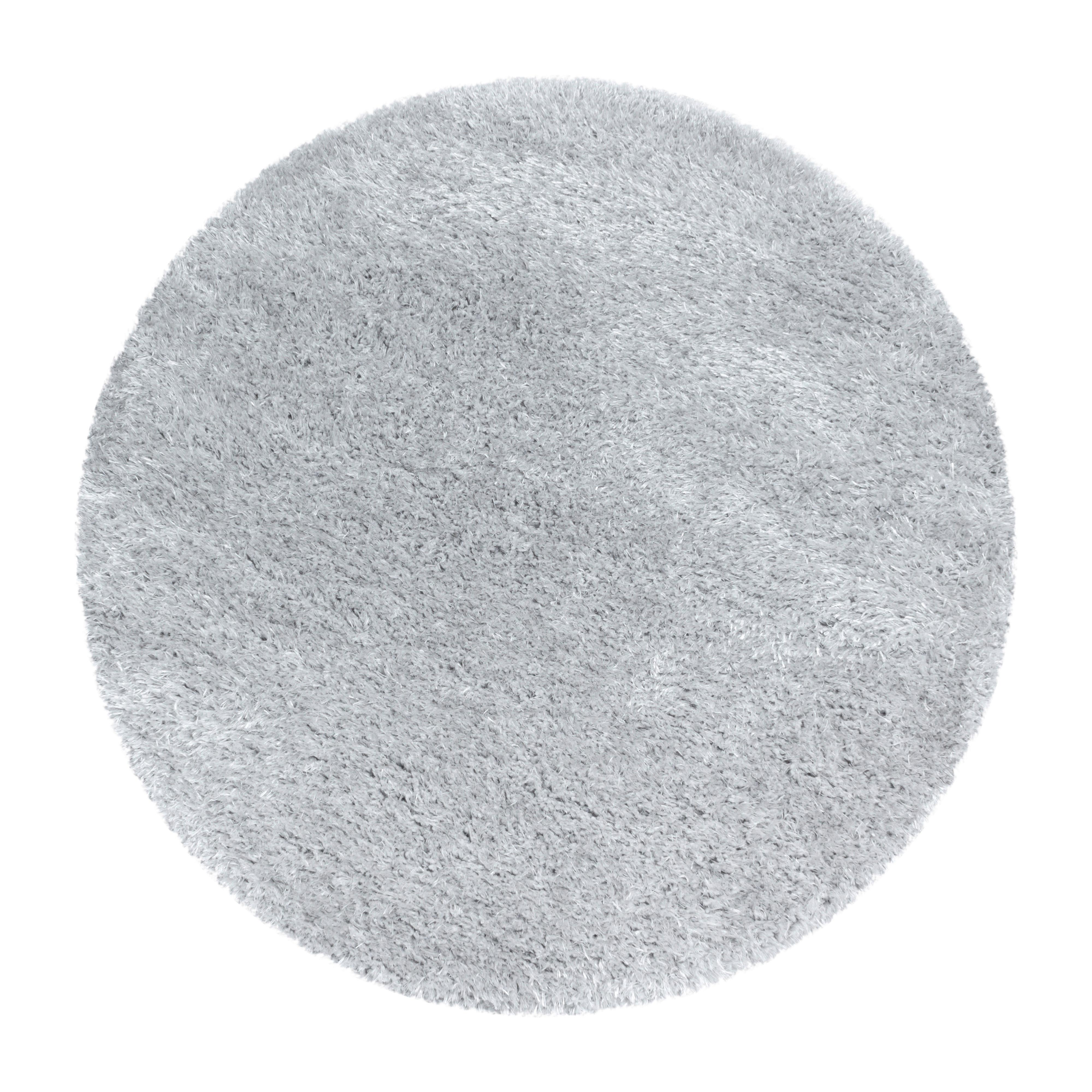 Hochflorteppich Brilliant Silberfarben Ø ca. 80cm - Silberfarben, Basics, Textil (80cm)