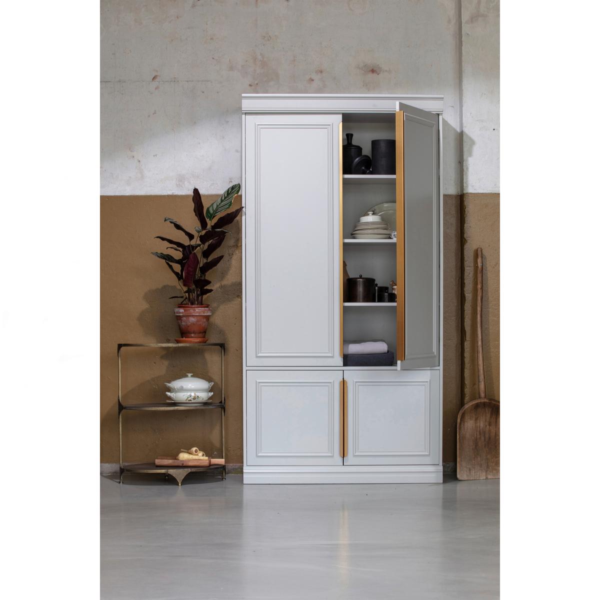 Drehtürenschrank Organize Grau - Roségold/Grau, Basics, Holz/Metall (110/215/44cm) - MID.YOU