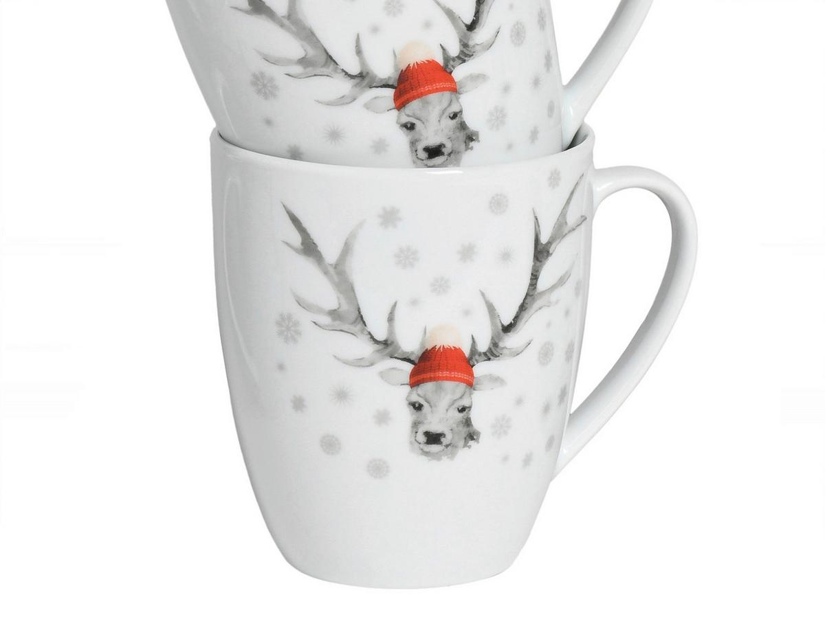 Set Skodelic Christmas Reindeer, 6-Delni - bela, Basics, keramika - Creatable