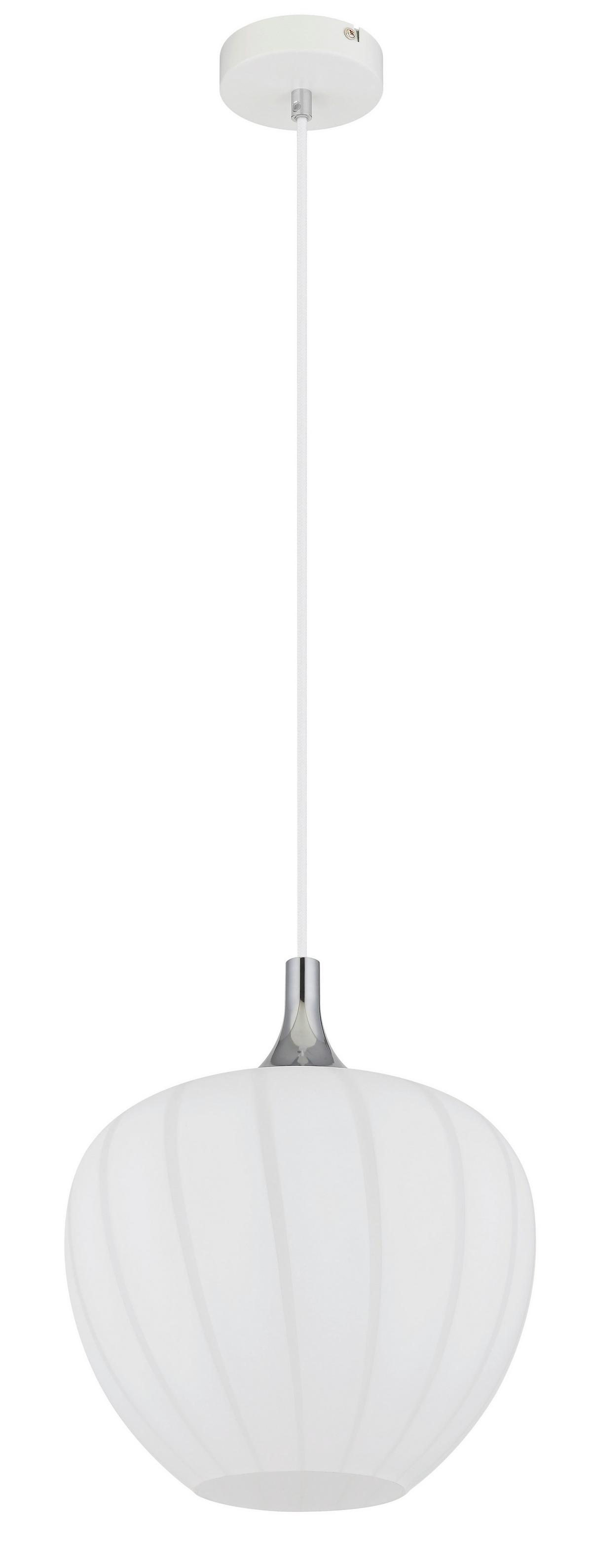 Hängeleuchte Maxy Weiß/Chrom max. 60 Watt - Chromfarben/Weiss, Konventionell, Glas/Metall (29/120cm) - Globo
