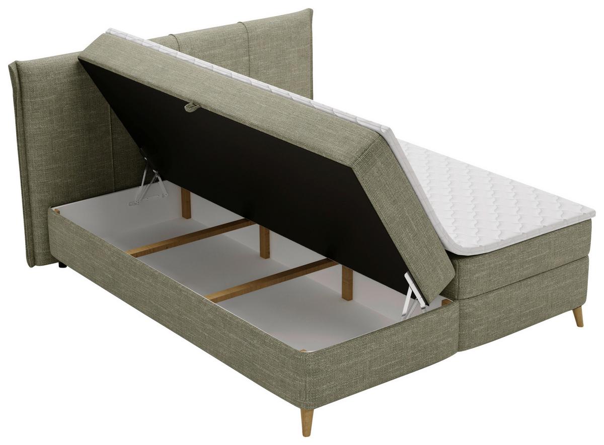 Boxbett Veloria Grün ca. 160x200cm - Schwarz/Grün, KONVENTIONELL, Textil/Metall (160/200cm) - Based