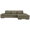 Wohnlandschaft Sanfino Leder Grau - Chromfarben/Grau, KONVENTIONELL, Leder/Metall (305/79-96/199cm) - Premium Living