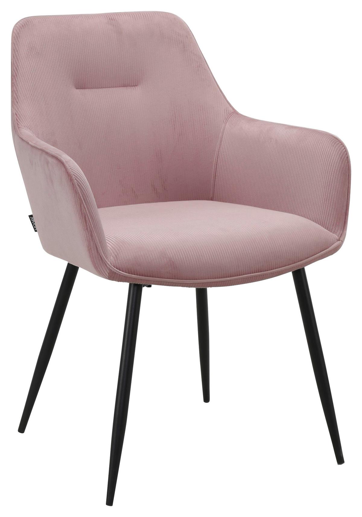 ZESTAW KRZESEŁ Z PODŁOKIETNIK. FOX - różowy/czarny, Design, metal/tkanina (57/85/60cm) - Novel