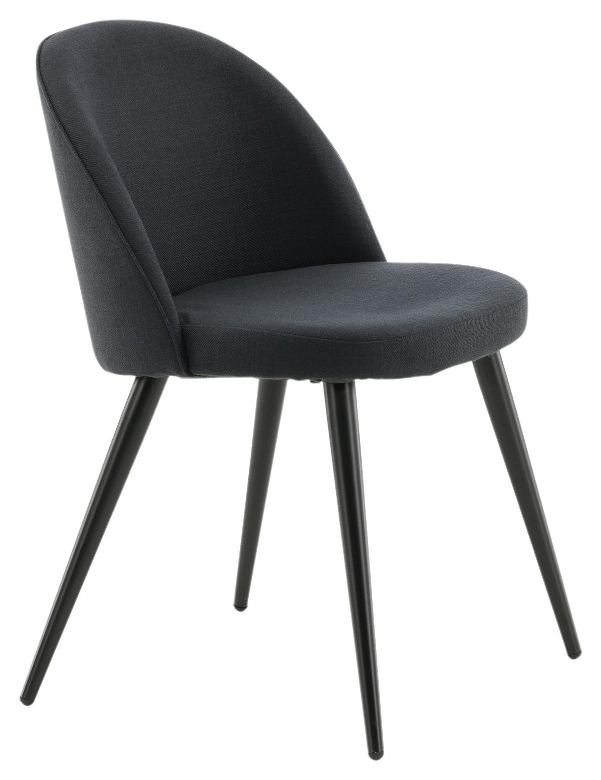 STUHL-SET VELVET - Schwarz, Design, Textil/Metall (57/76,5/50cm) - Livetastic