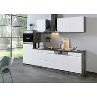Küchenleerblock "Cardiff" Weiss/Eiche - Weiß Hochglanz/Weiß, Basics, Holzwerkstoff (280cm) - Held