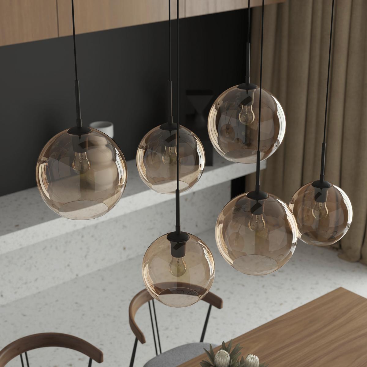 LAMPA WISZĄCA AMELIE *SBN* - kolor bursztynowy, Basics, metal/szkło (97,5/42,5/150cm) - Novel