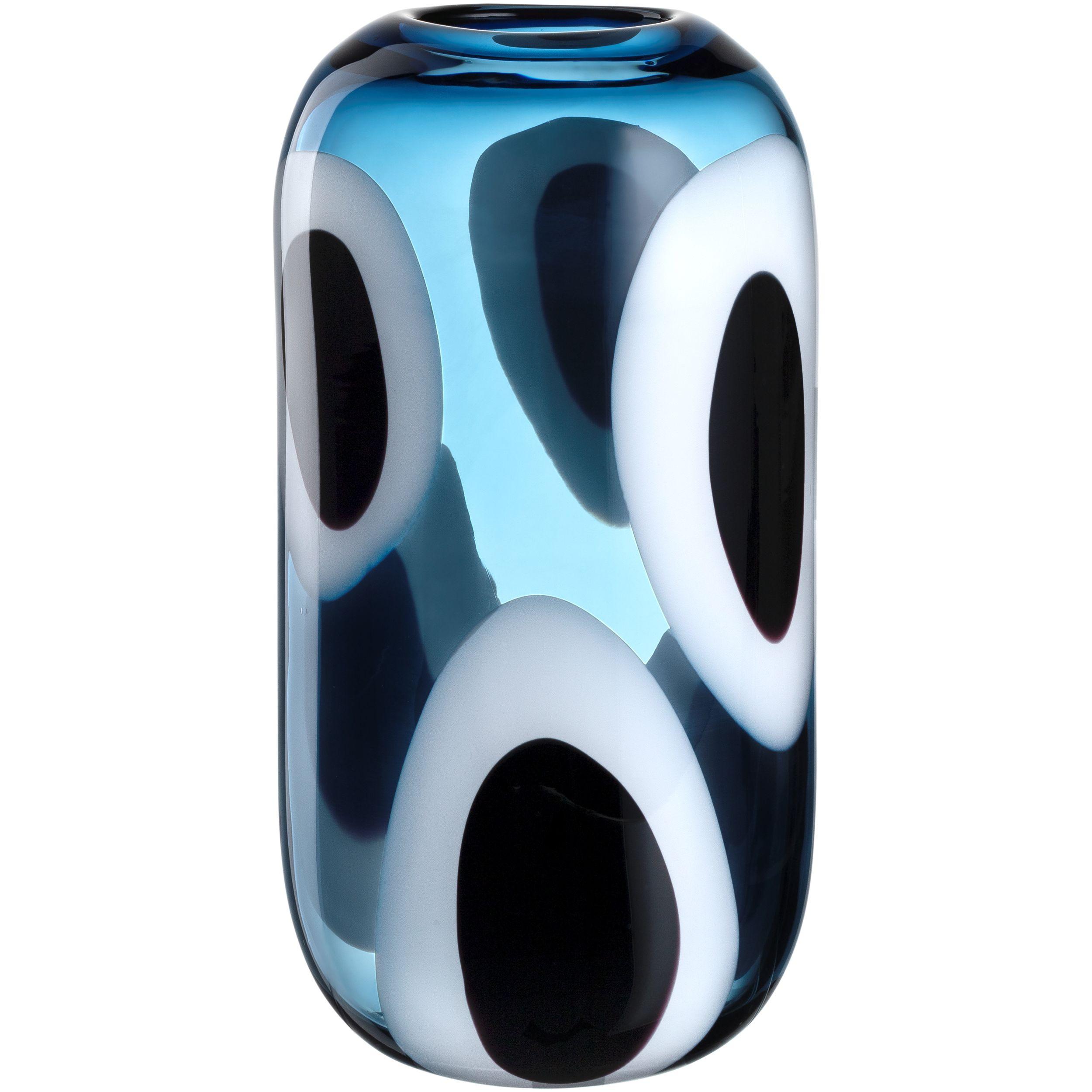 Vase Blau/Schwarz/Weiß - Blau/Schwarz, Basics, Glas (17,00/32,50/12,50cm) - Leonardo