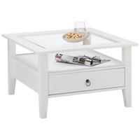 table basse in Weiss - Weiss/Schwarz, Lifestyle, Glas/Holz (75/75/45cm) - Zandiara